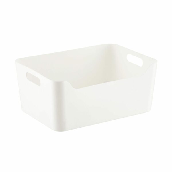 Medium Plastic Storage Bin with Handles White - Done & Done Home