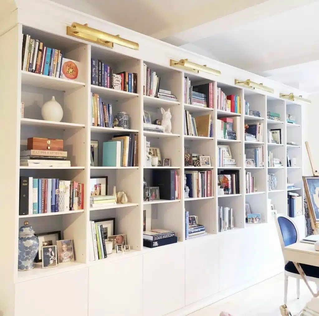 Organized bookshelves in a home