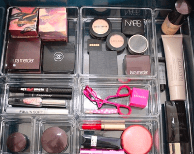 make up divided by bins, top ten favorite organizing supplies