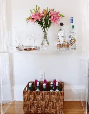 acrylic bar with pink lilies