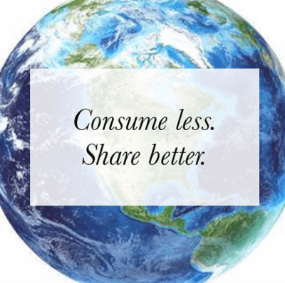 planet earth with Consume Less Share Better