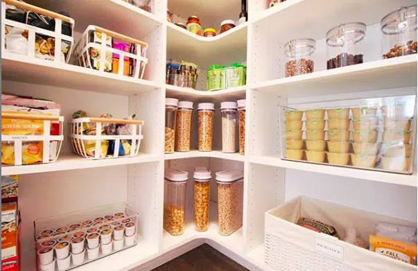 Close up of organized pantry