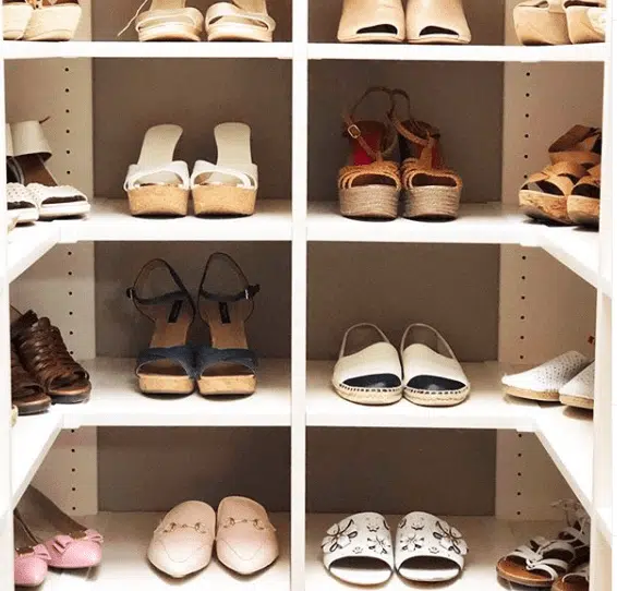 shoe storage on a wall