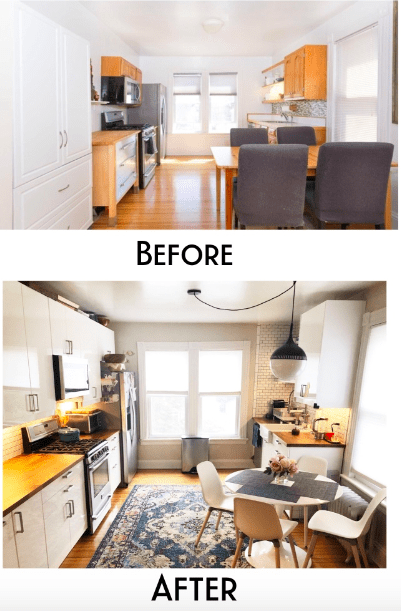 before and after of a kitchen renovation
