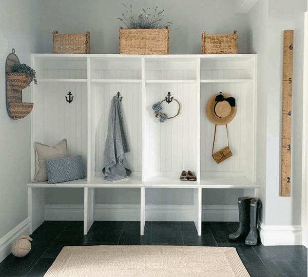 a mudroom with fall accessories
