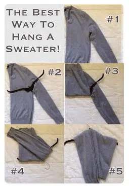 a how-to for hanging sweaters on a hangers