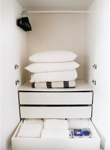 extra amenities in a guest room closet