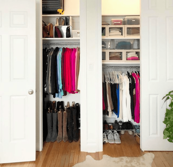 A realistically organized closet