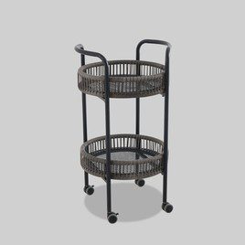 two tiered bar cart in black
