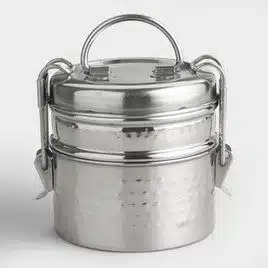 metal tiffin lunch box for reusable food storage