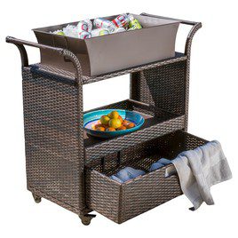 outdoor bar cart with drawer and ice bin