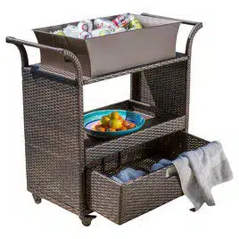 outdoor bar cart with drawer and ice bin