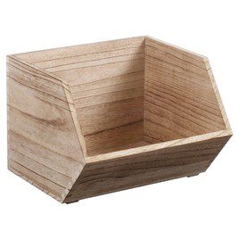 wooden stackable bin with open front
