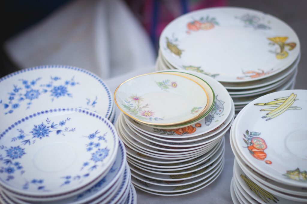 stacks of decorative dishes