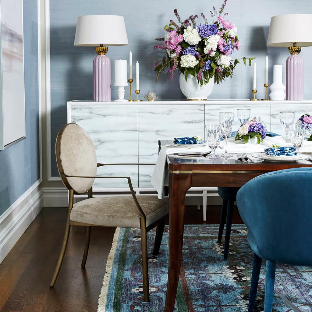 A beautifully designed dining room from Kathy Kuo Home